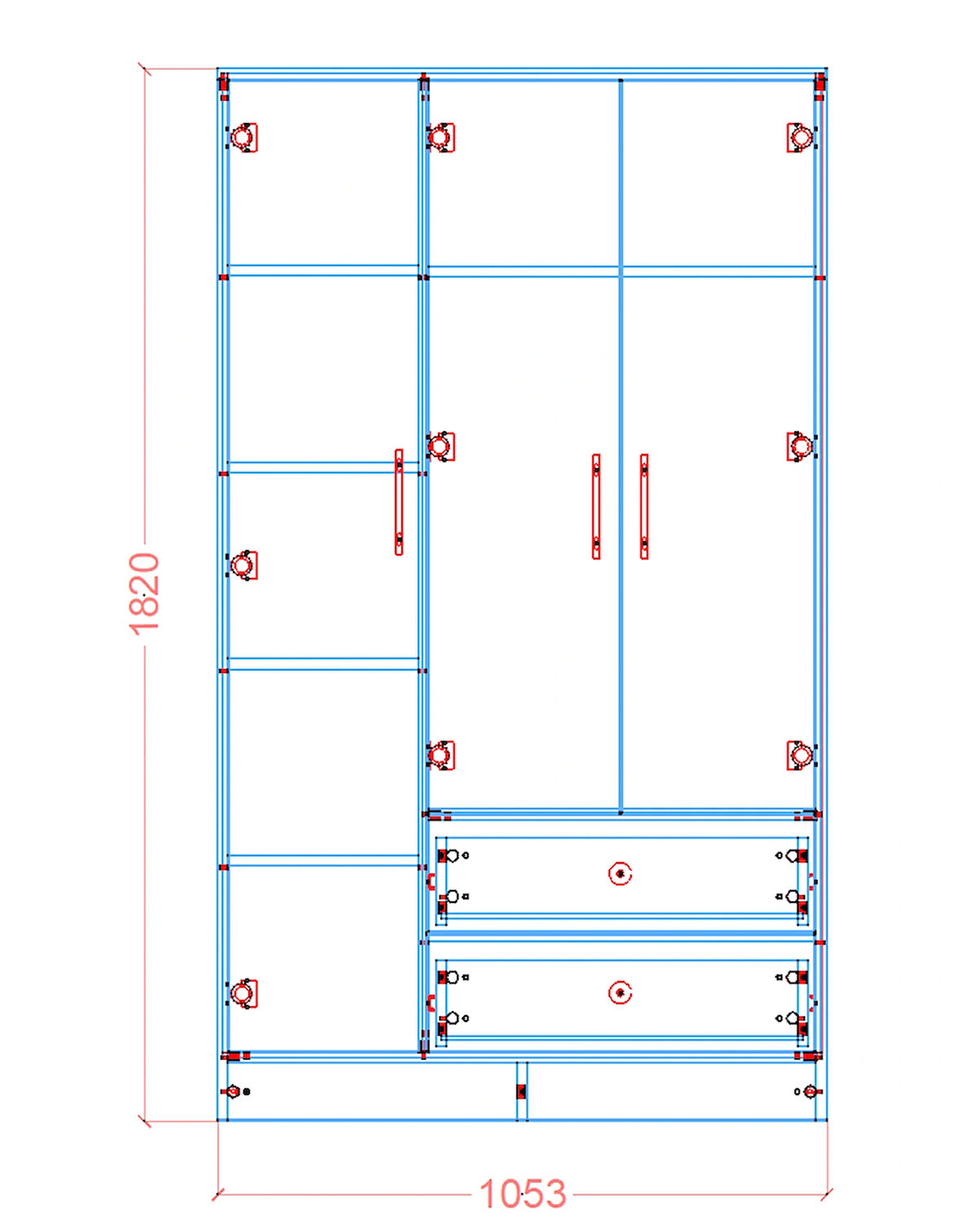 Cabinse %100 MDF 3 Kapaklı 2 Çekmeceli 7 Raflı Gardırop - Kolay Kurulum Animasyonu LEFKAS MEŞE SOFT BEYAZ BAROK CEVİZ