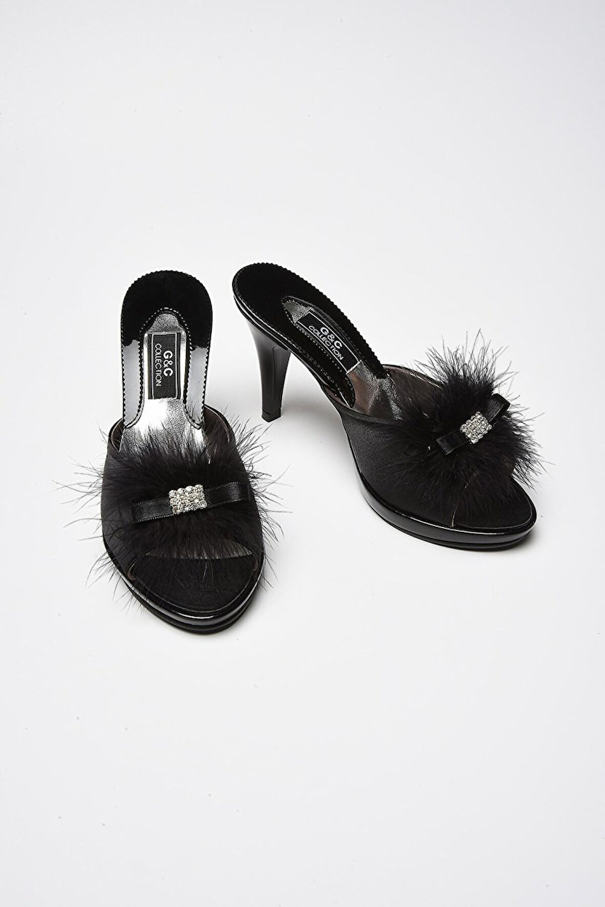 Taşlı Kaztüyü Platform Kadın Terlik 175