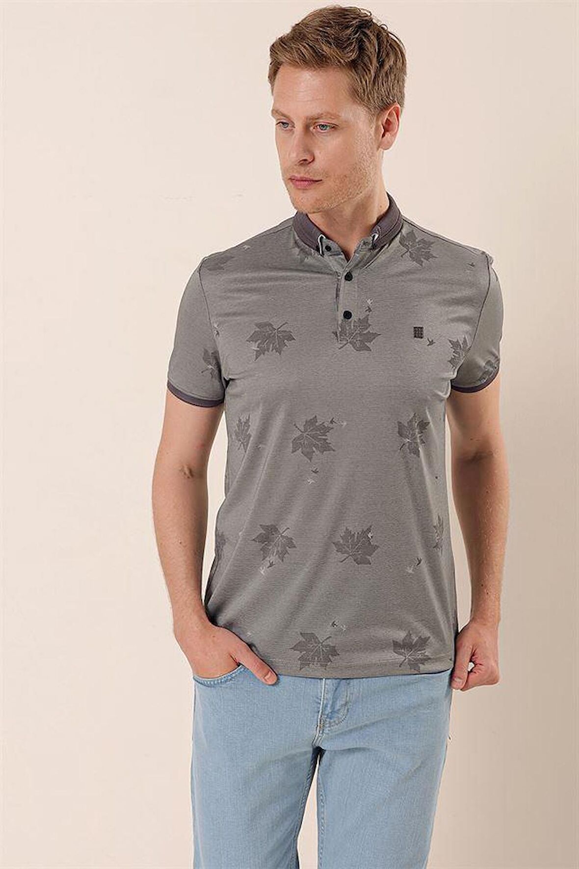 Kısa Kollu Baskılı Örme Pamuklu Casual Slim Fit Dar Kesim T-Shirt 1011230173 Siyah