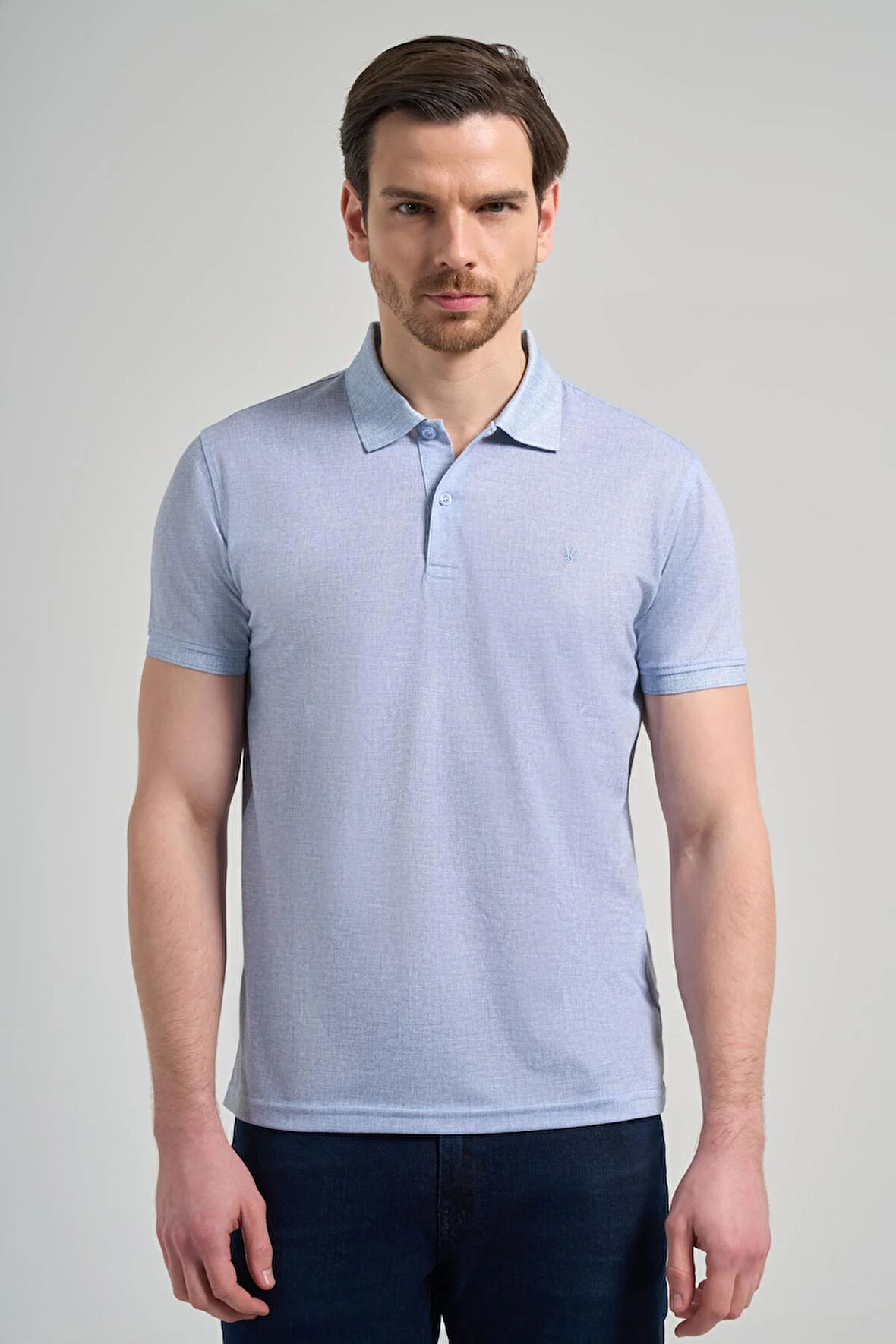 Mavi Kısa Kol Baskılı Pike Polo Yaka Cepsiz esnek Casual Slim Fit Tişört 1011250151