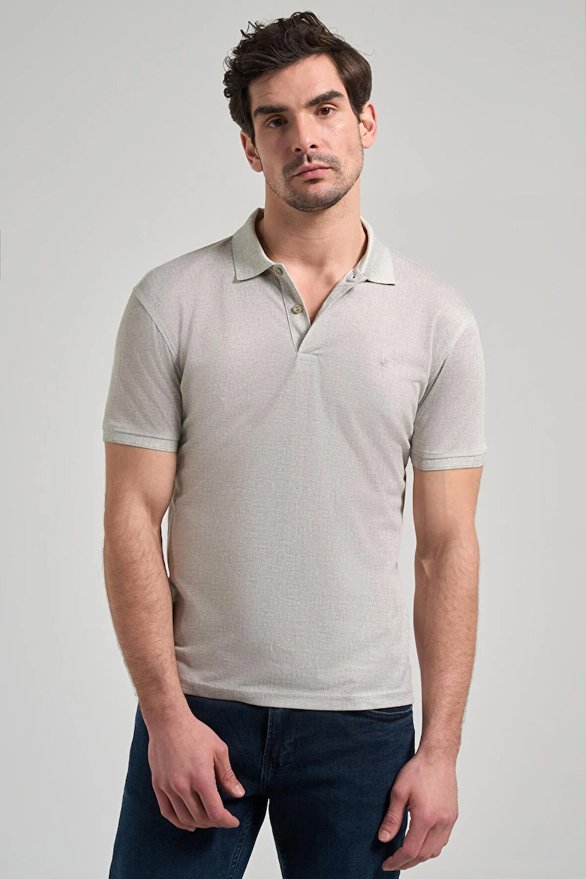 Açık Yeşil Kısa Kol Baskılı Pike Polo Yaka Cepsiz esnek Casual Slim Fit Tişört 1011250151