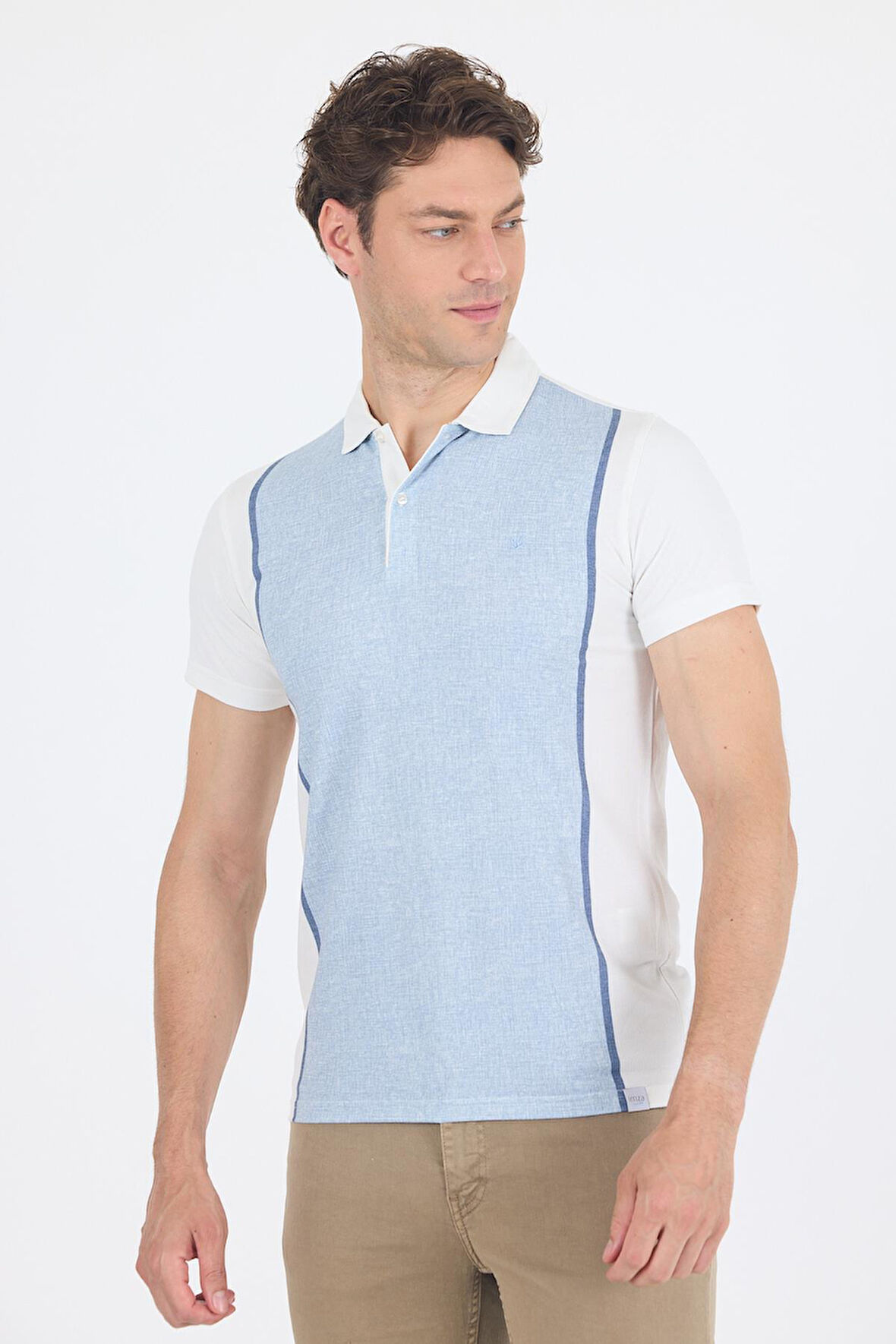 Kısa Kol Baskılı Jakarlı Polo Yaka Cepsiz Slim Fit Tişört 1011250122