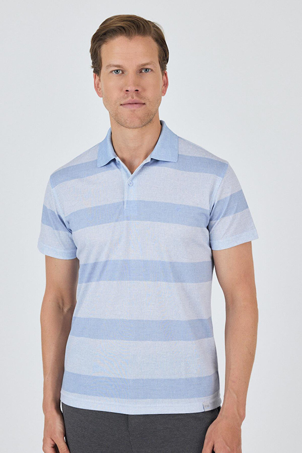 Kısa Kol Desenli Pike Polo Yaka Cepsiz Slim Fit Tişört 1011250128