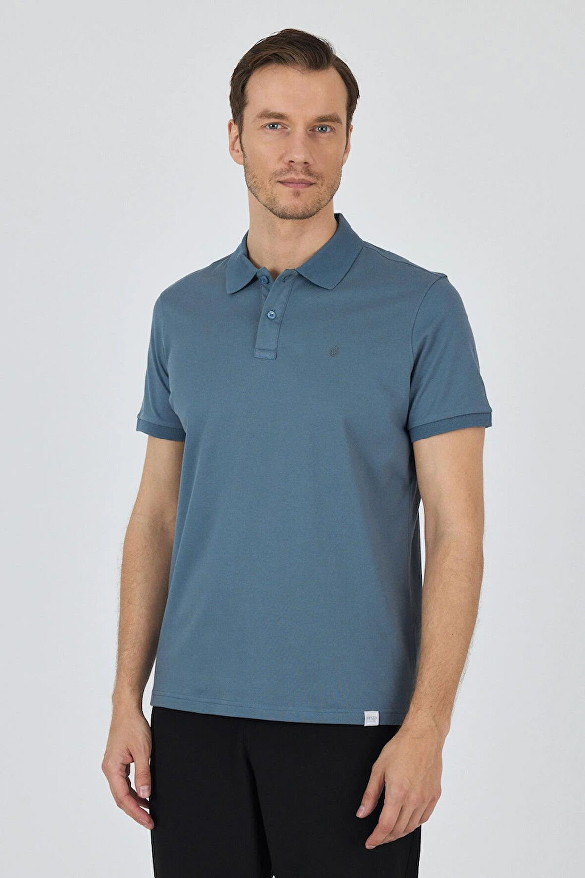 Mavi Kısa Kol Düz Pike Polo Yaka Cepsiz Pamuk Casual Slim Fit Tişört 1011250157_302