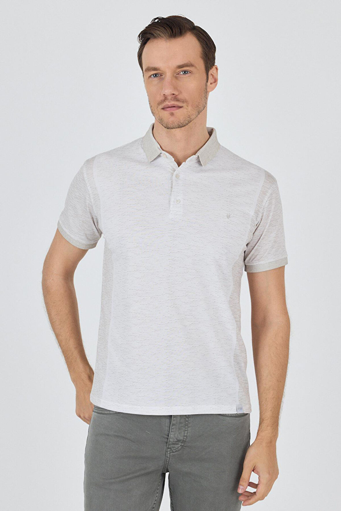 Kısa Kol Baskılı Pike Polo Yaka Cepsiz Slim Fit Tişört 1011250167