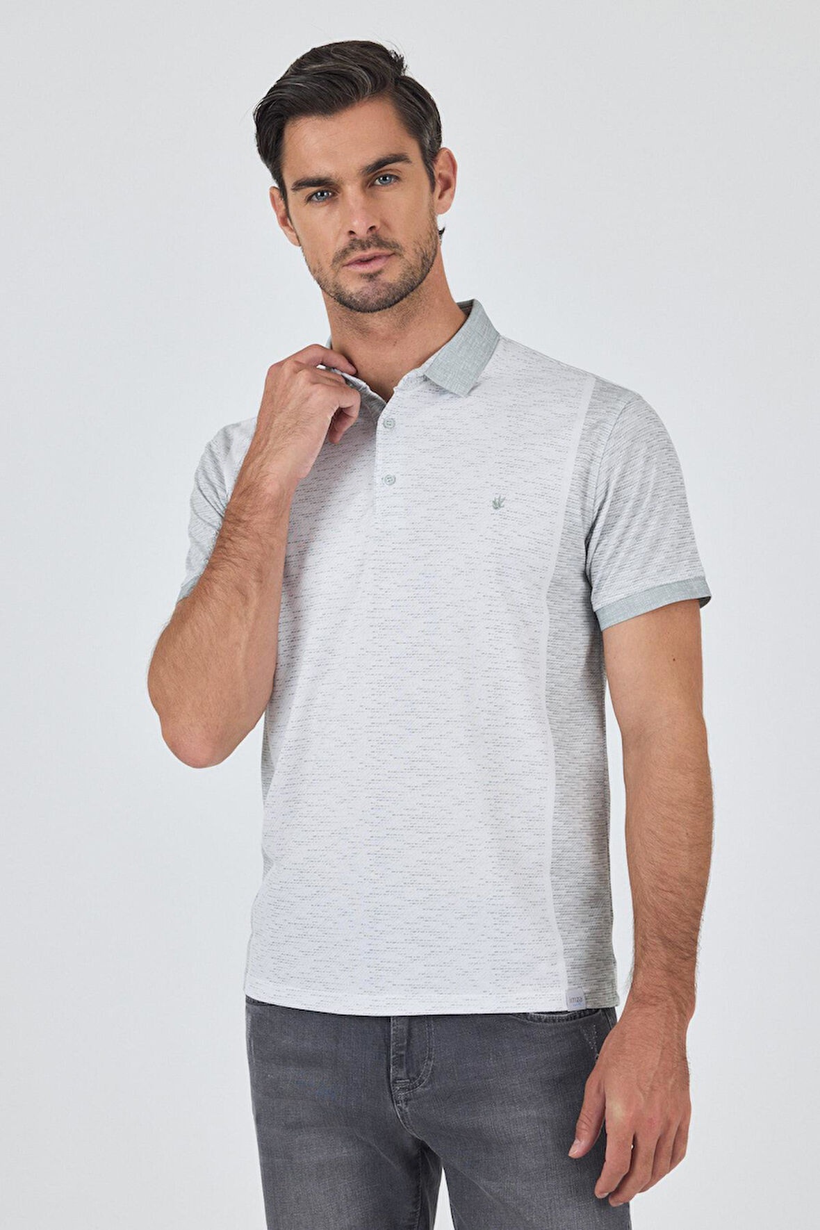Kısa Kol Baskılı Pike Polo Yaka Cepsiz Slim Fit Tişört 1011250167