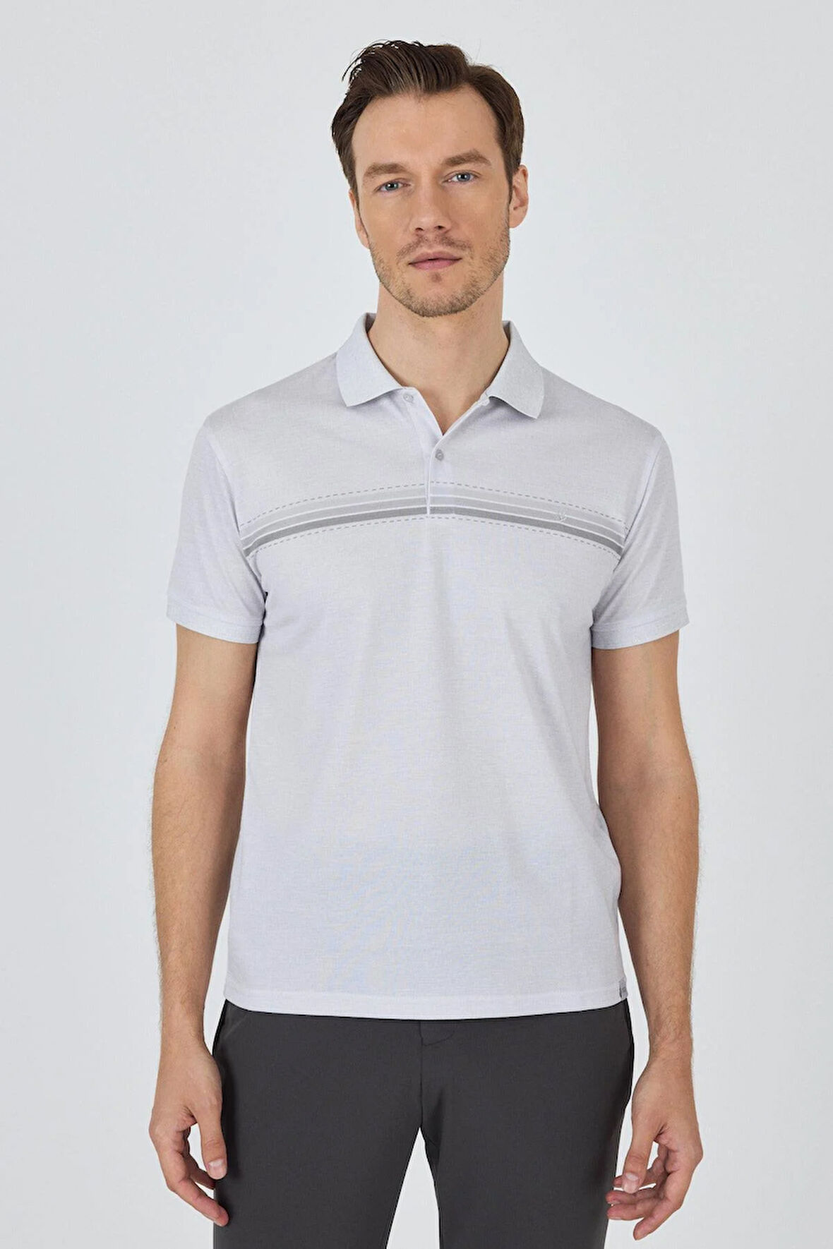 Kısa Kol Baskılı Pike Polo Yaka Cepsiz Slim Fit Tişört 1011250168