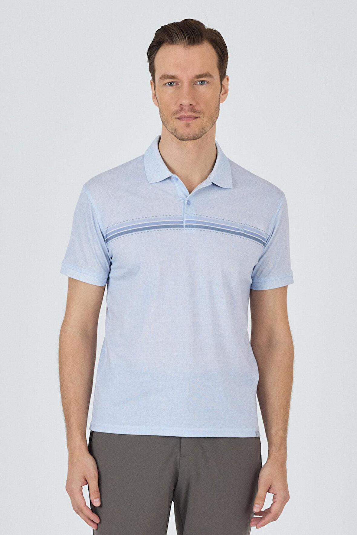 Kısa Kol Baskılı Pike Polo Yaka Cepsiz Slim Fit Tişört 1011250168