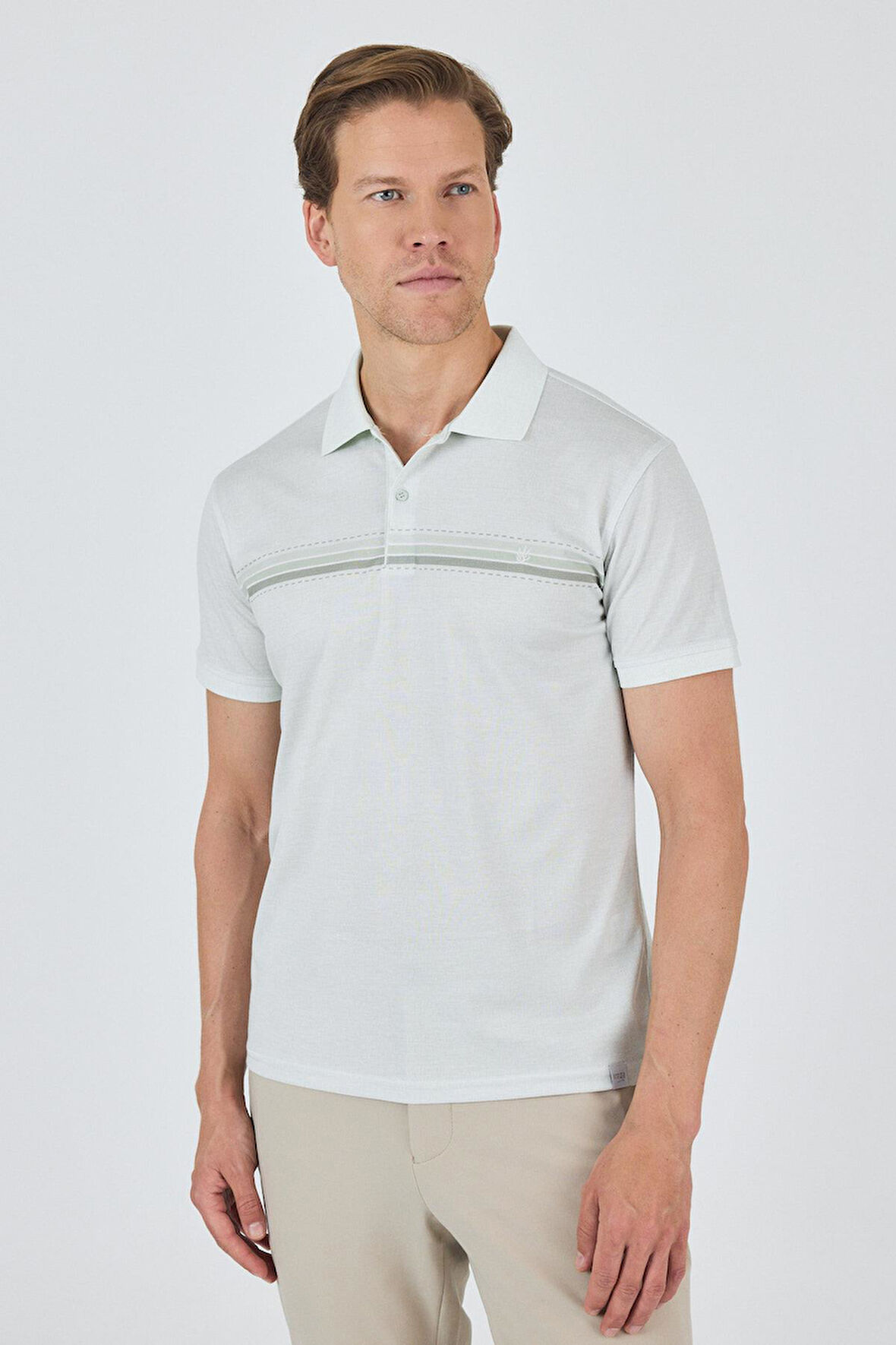 Kısa Kol Baskılı Pike Polo Yaka Cepsiz Slim Fit Tişört 1011250168