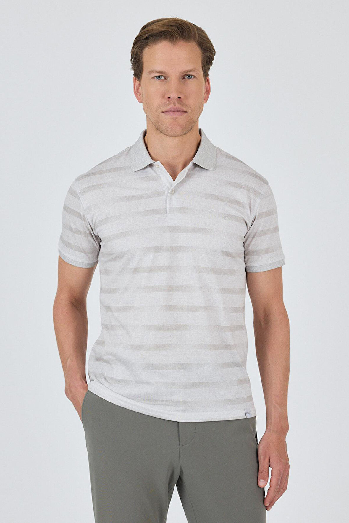 Kısa Kol Baskılı Pike Polo Yaka Cepsiz Slim Fit Tişört 1011250170