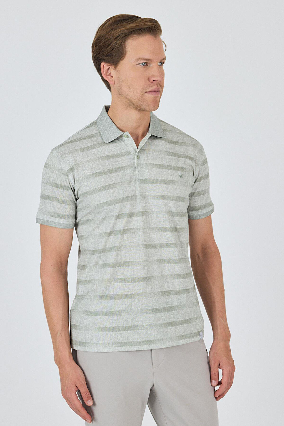 Kısa Kol Baskılı Pike Polo Yaka Cepsiz Slim Fit Tişört 1011250170