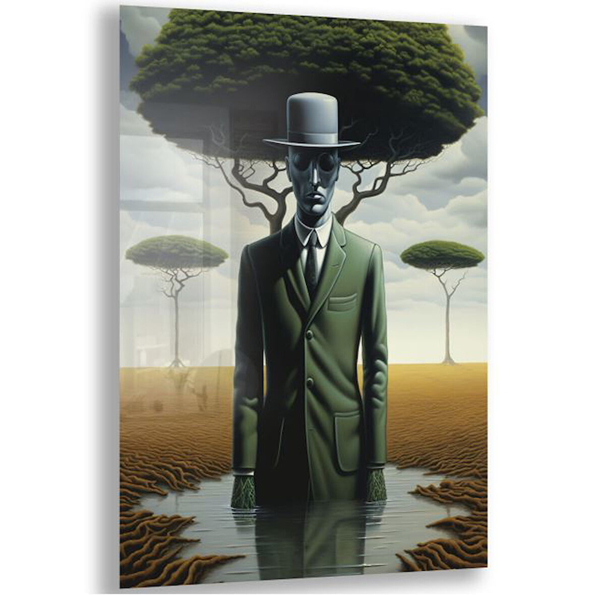 Sanatsal Cam Tablo - Sürrealizm - Dikey Motif 03-010