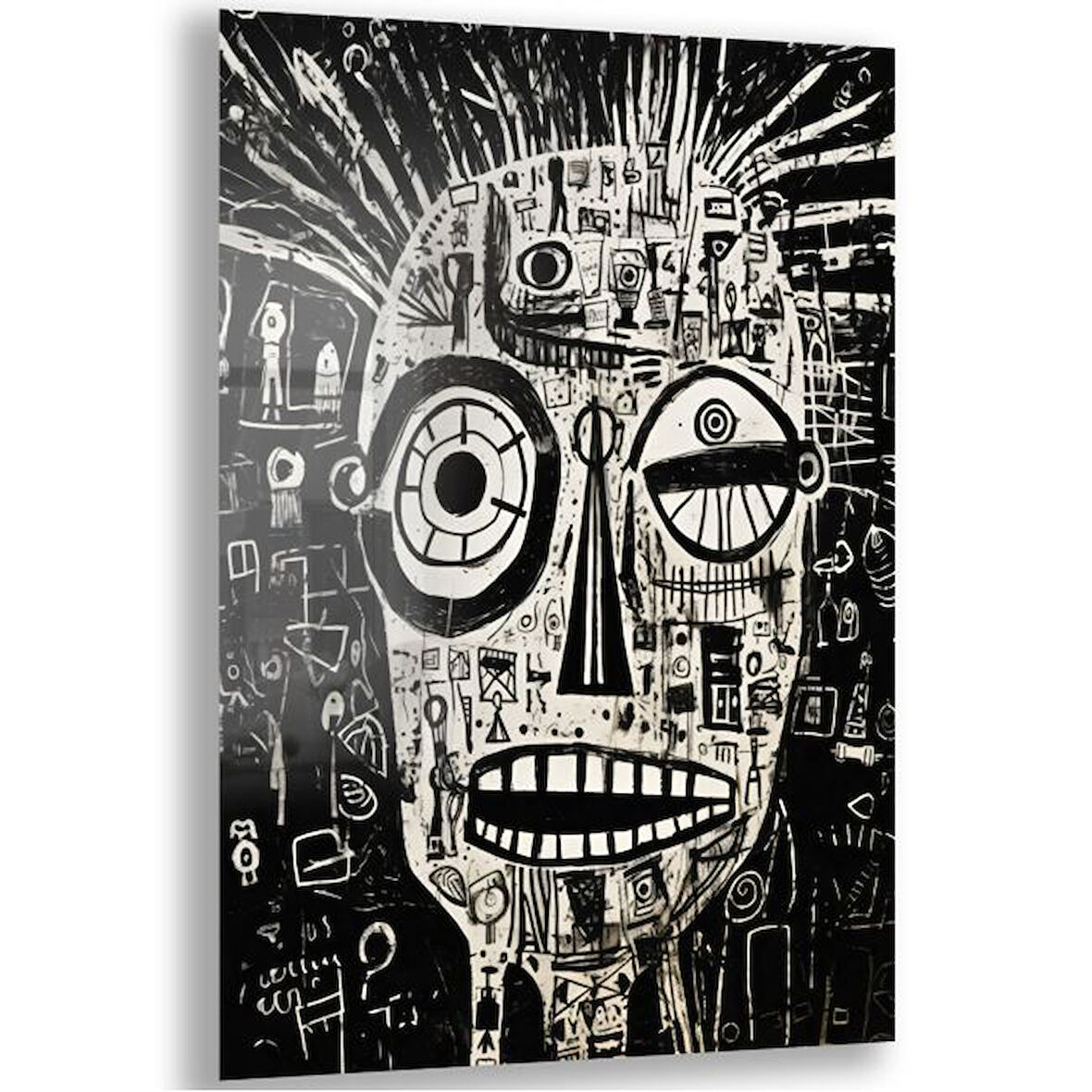 Sanatsal Cam Tablo - Art Brut - Dikey Motif 16-013