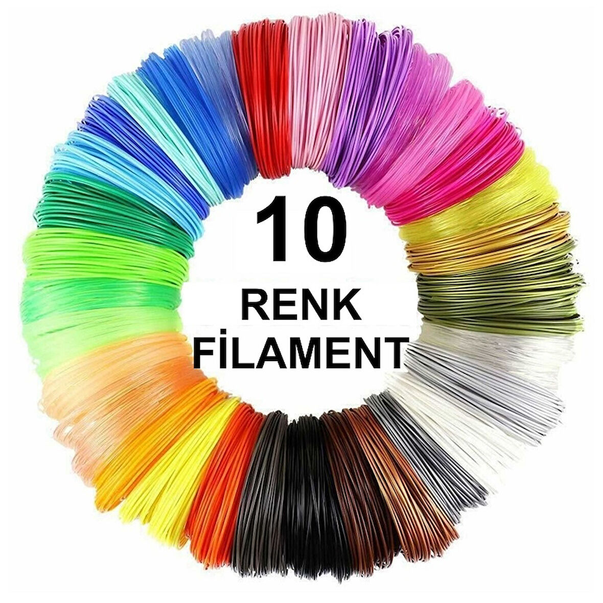 3D Kalem Yazıcı için 10 renk 20 metre (10 x 2 metre) PLA Filament