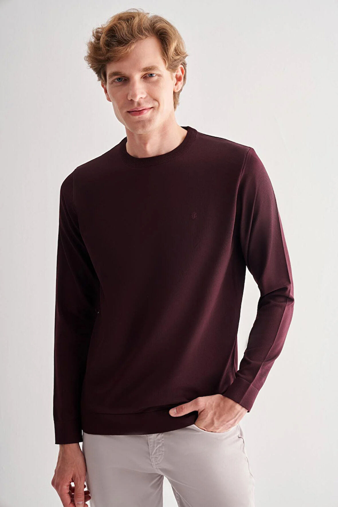 Mürdüm Bisiklet Yaka Cepsiz Slim Fit Casual Triko Kazak