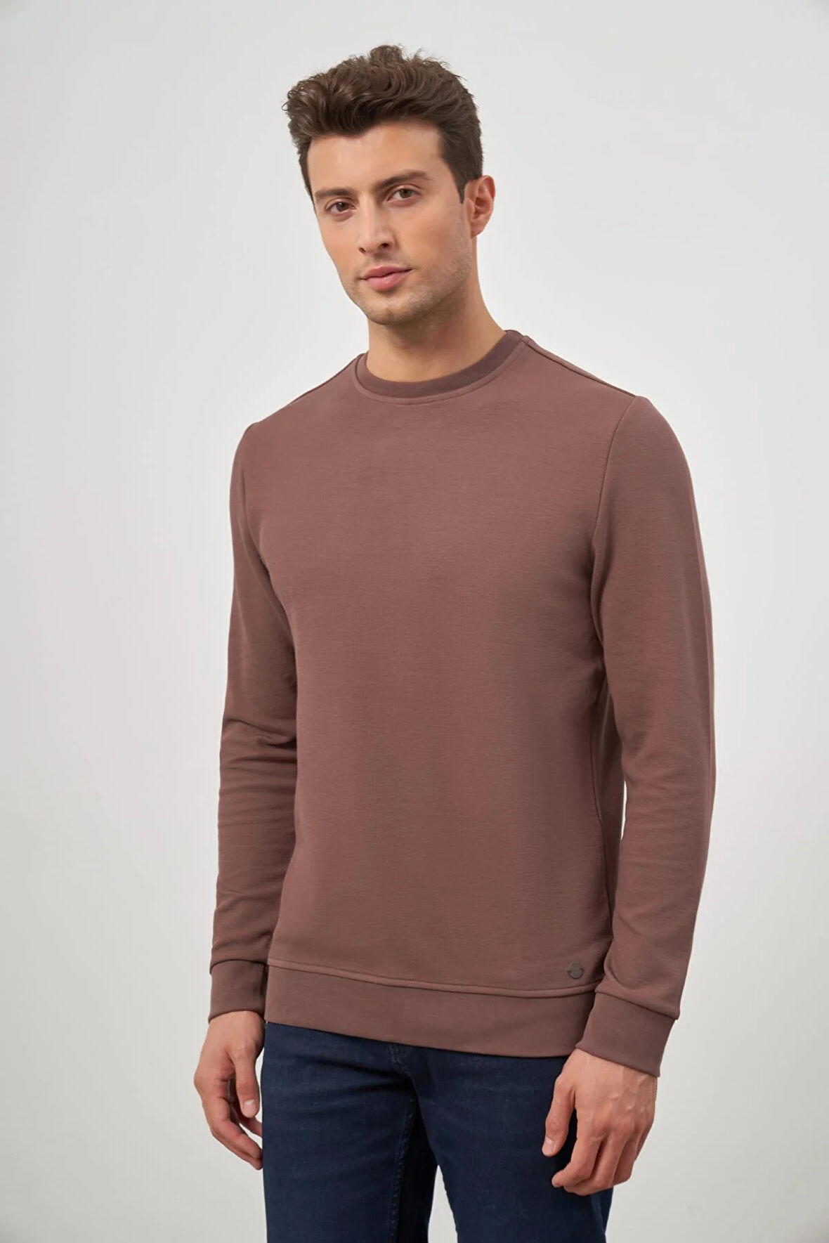 Toprak Örme Bisiklet Yaka Pamuklu Casual Slim Fit Dar Kesim Sweatshirt 1013245150