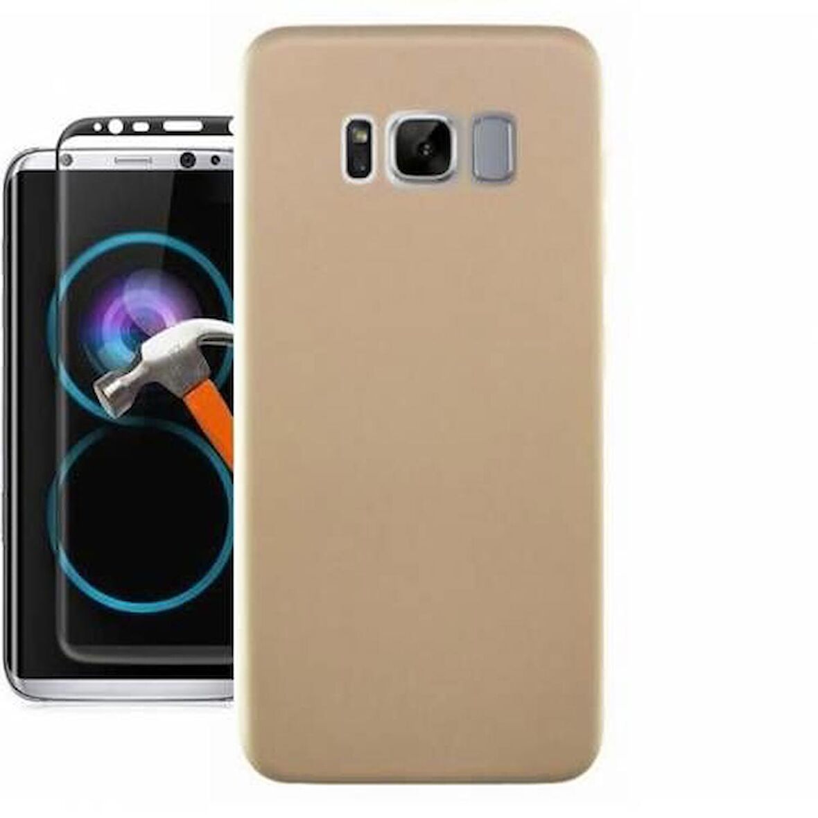 Smcase Samsung S8 Lüks Silikon Kılıf  Full Kapatan Cam