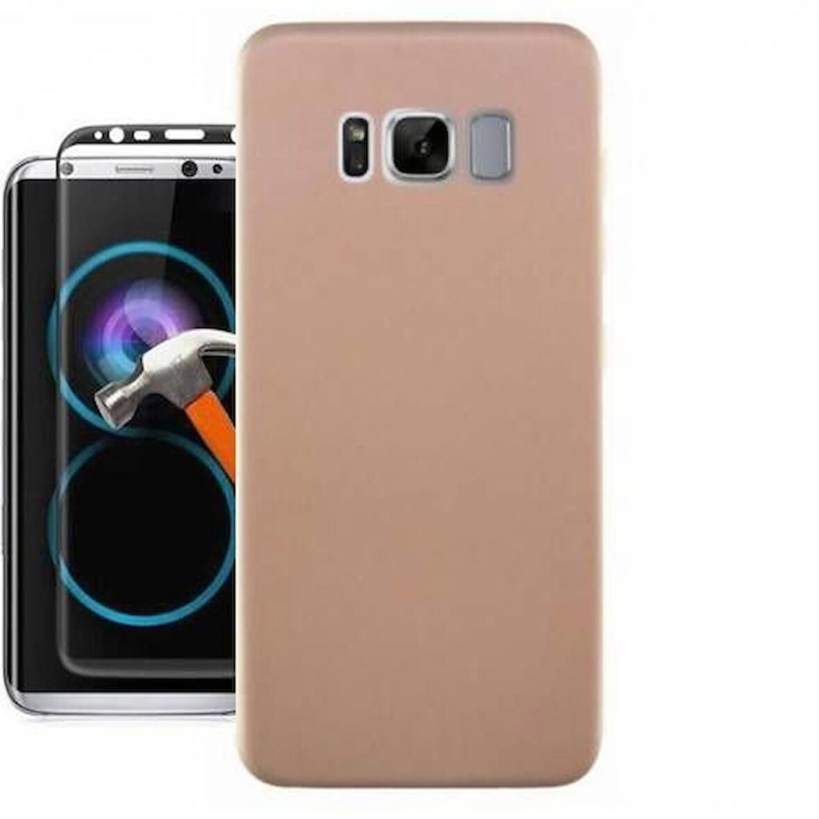 Smcase Samsung S8 Lüks Silikon Kılıf  Full Kapatan Cam