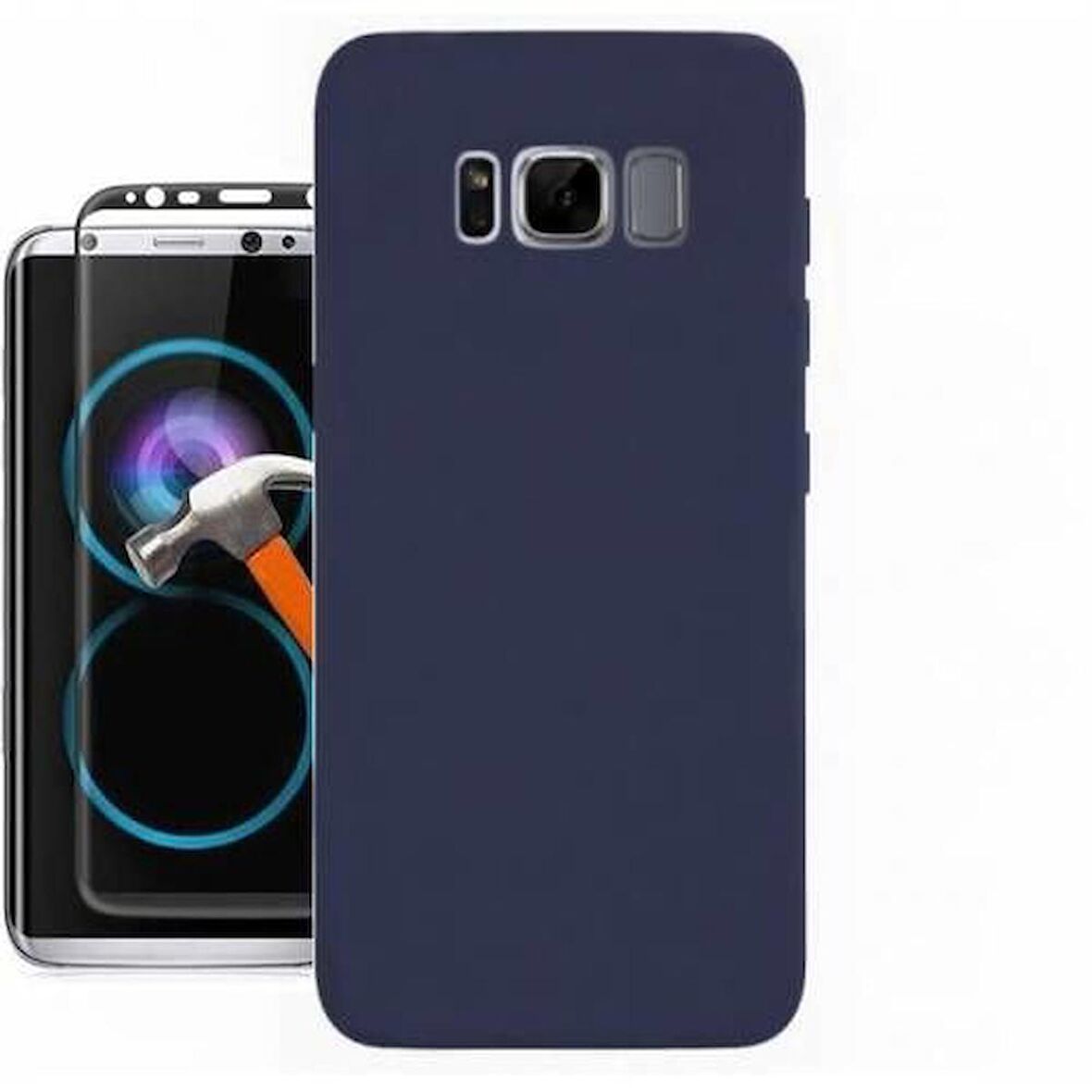Smcase Samsung S8 Lüks Silikon Kılıf  Full Kapatan Cam