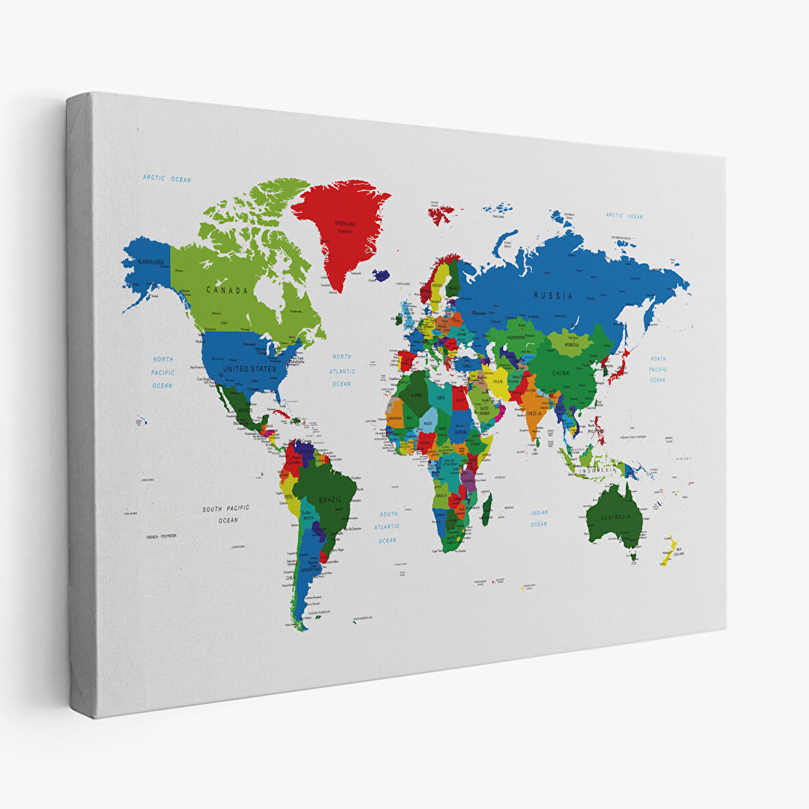 Harita Sepeti Renkli Dünya Haritası Kanvas Tablo 1014