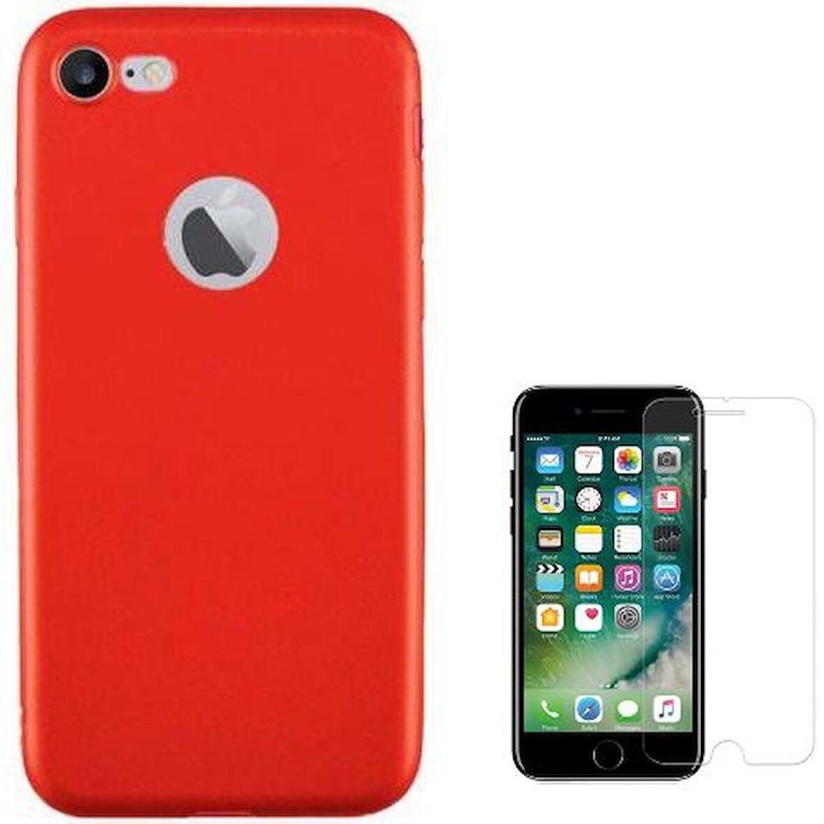 Smcase iPhone 8 Lüks Silikon Kılıf  Cam Ekran Koruyucu 