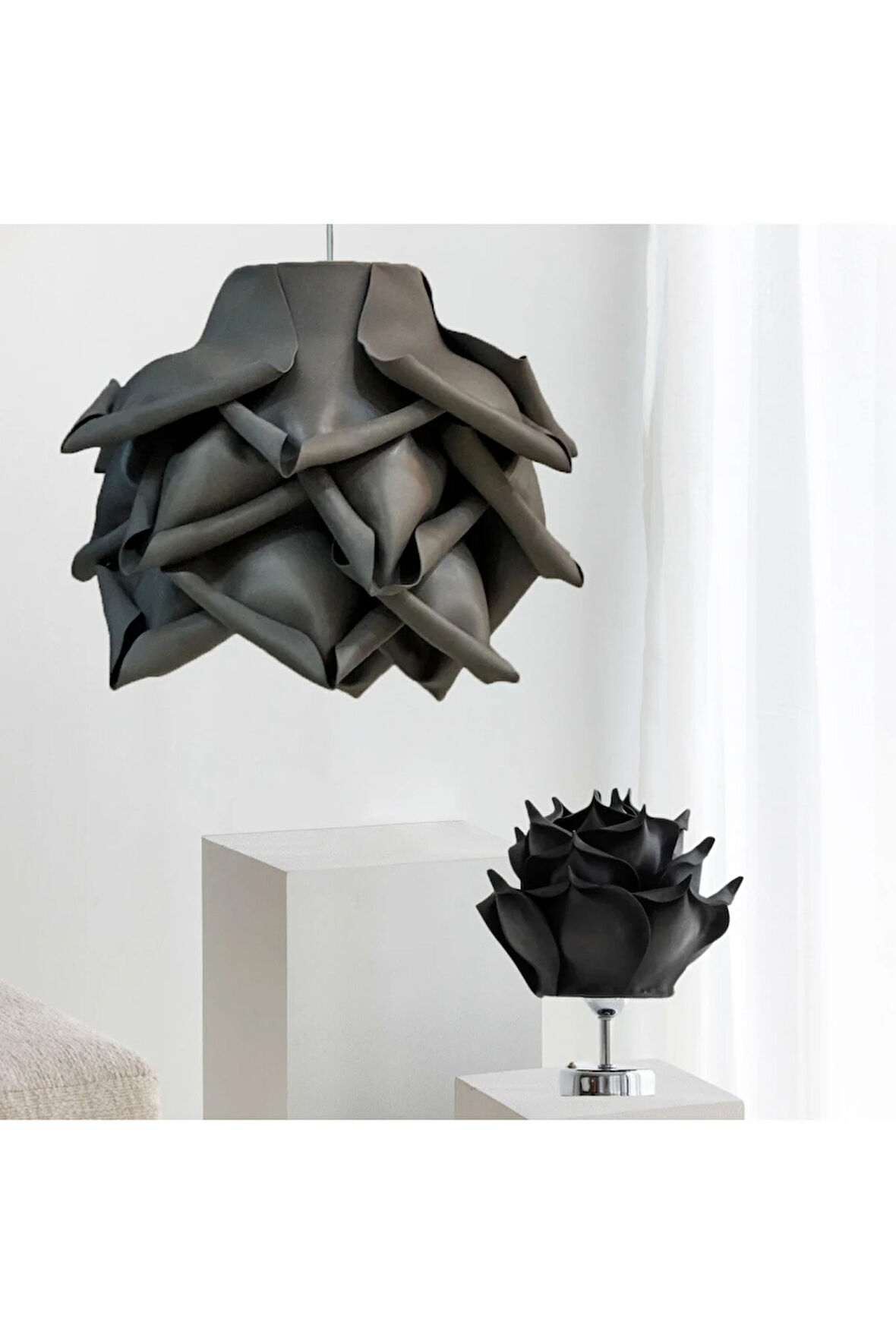 Modern Eva Gül Gri Tasarım Sarkıt Avize