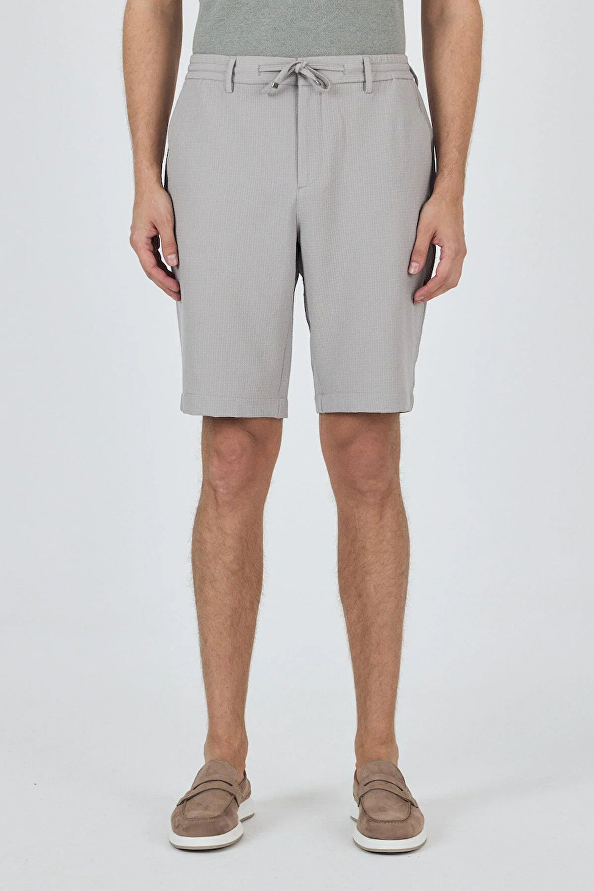 Gri Düz Esnek Gabardin Casual Şort 1016250150
