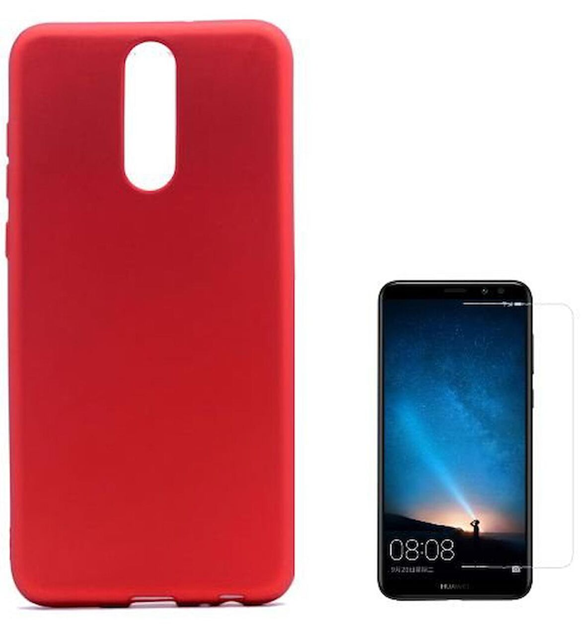 Smcase Huawei Mate 10 Lite Lüks Silikon Kılıf  Cam Ekran Koruyucu