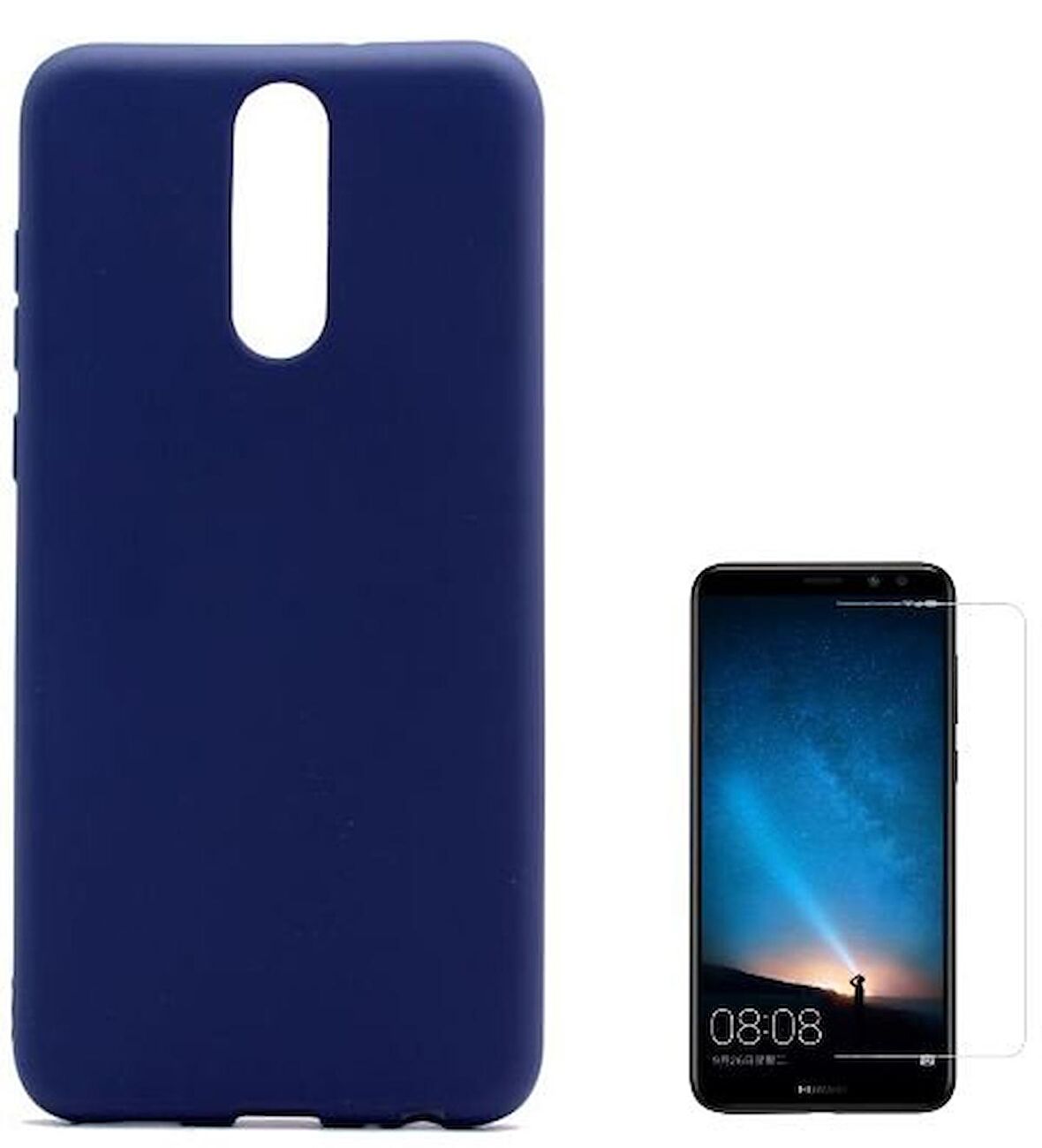 Smcase Huawei Mate 10 Lite Lüks Silikon Kılıf  Cam Ekran Koruyucu