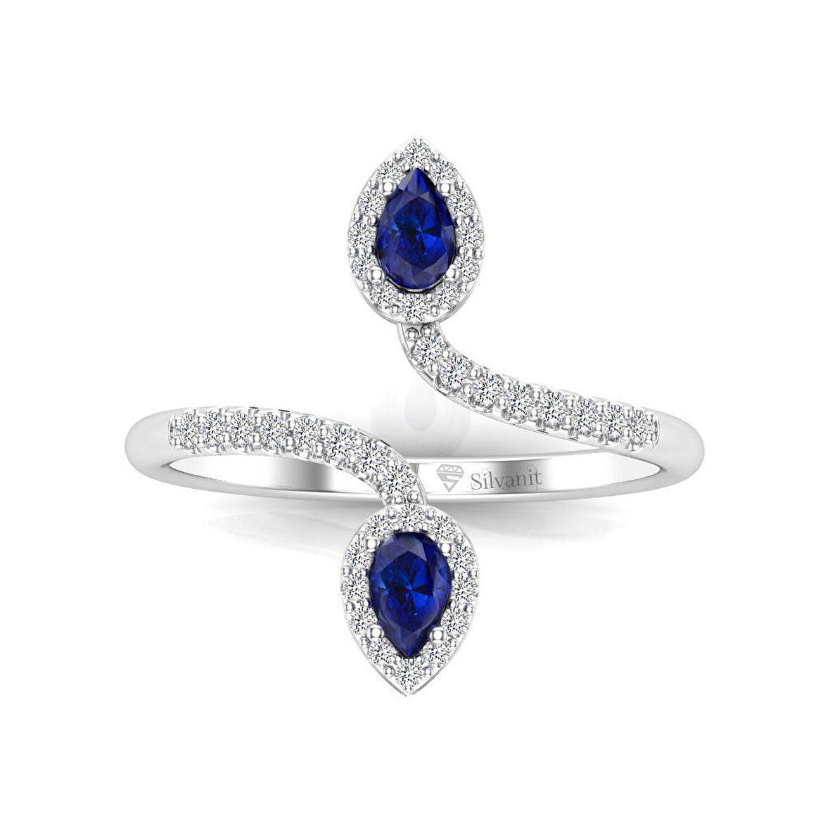 0,60 Karat Pırlantalı Safir Yüzük