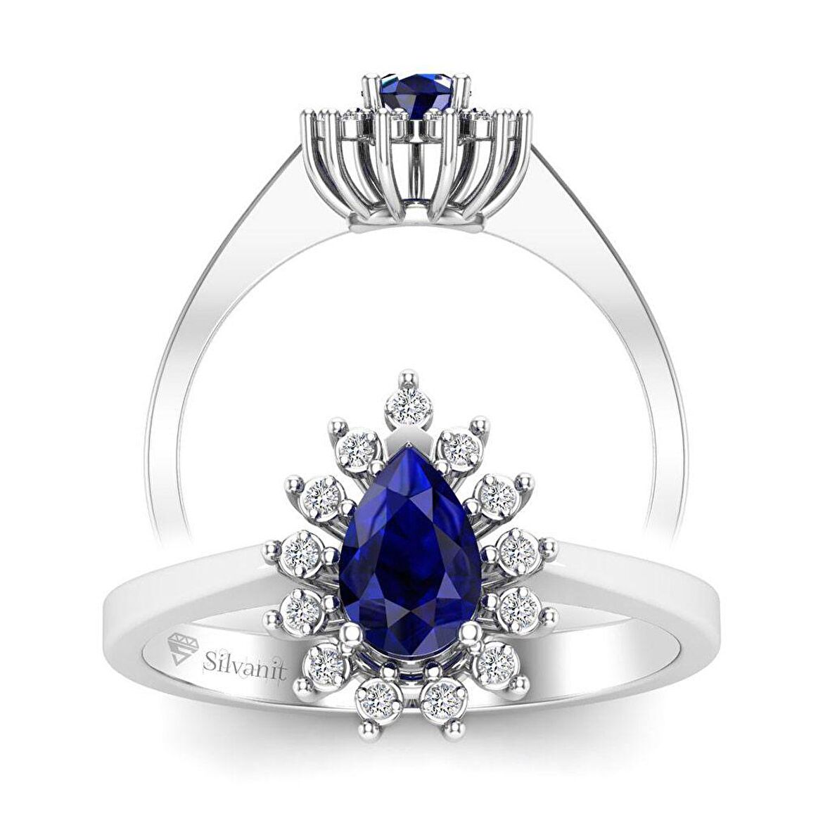 0,50 Karat Pırlantalı Safir Yüzük