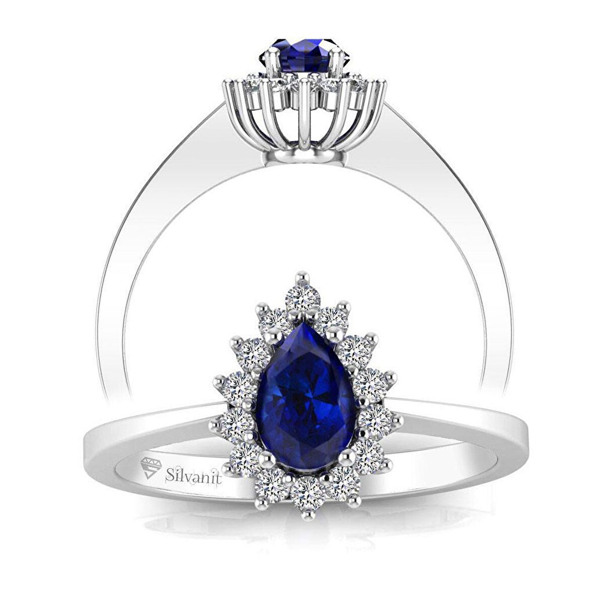 0,60 Karat Pırlantalı Safir Yüzük