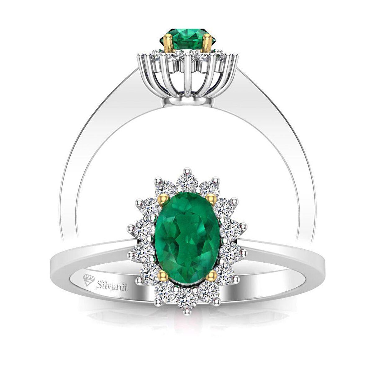 0,60 Karat Pırlantalı Zümrüt Yüzük