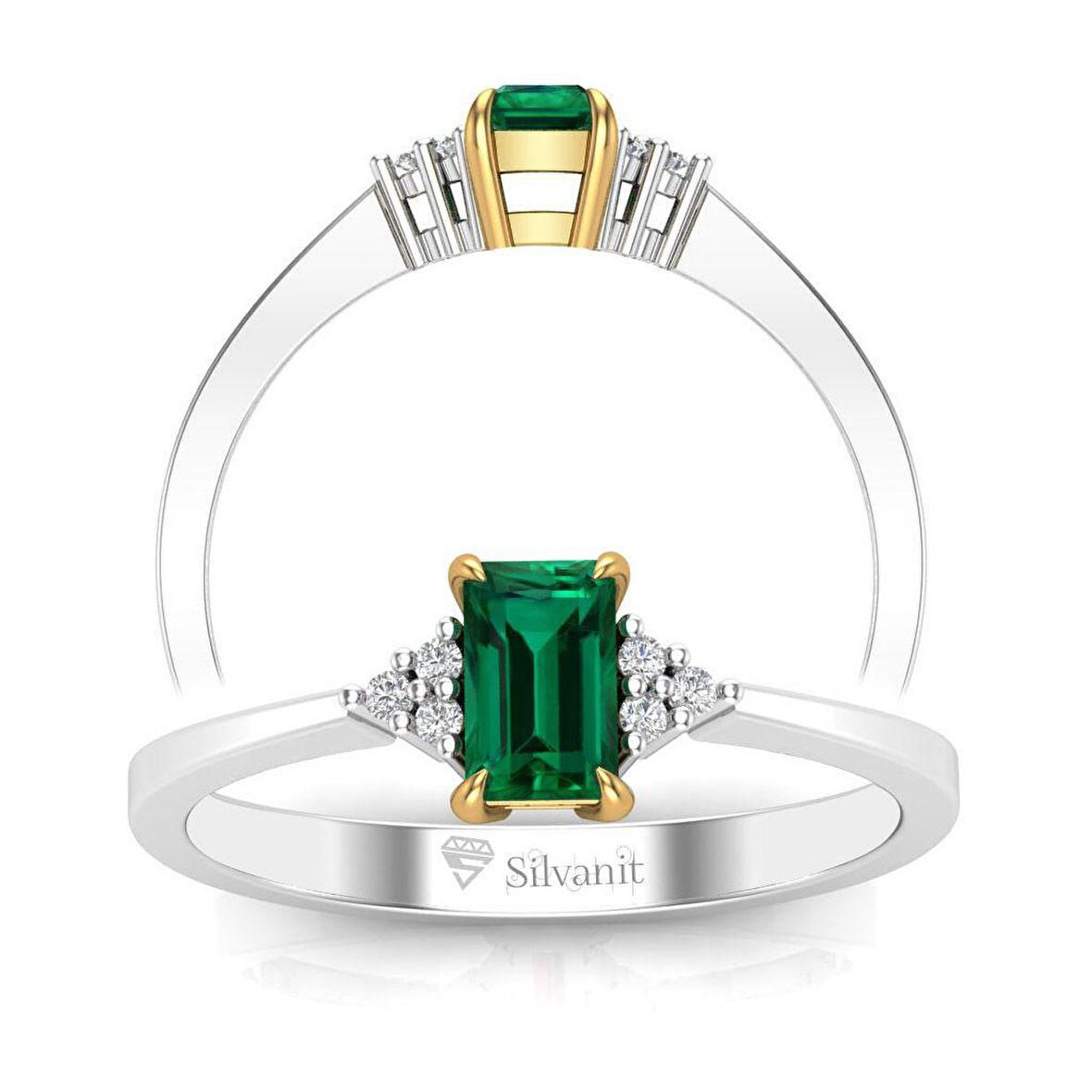 0,50 Karat Pırlantalı Zümrüt Yüzük