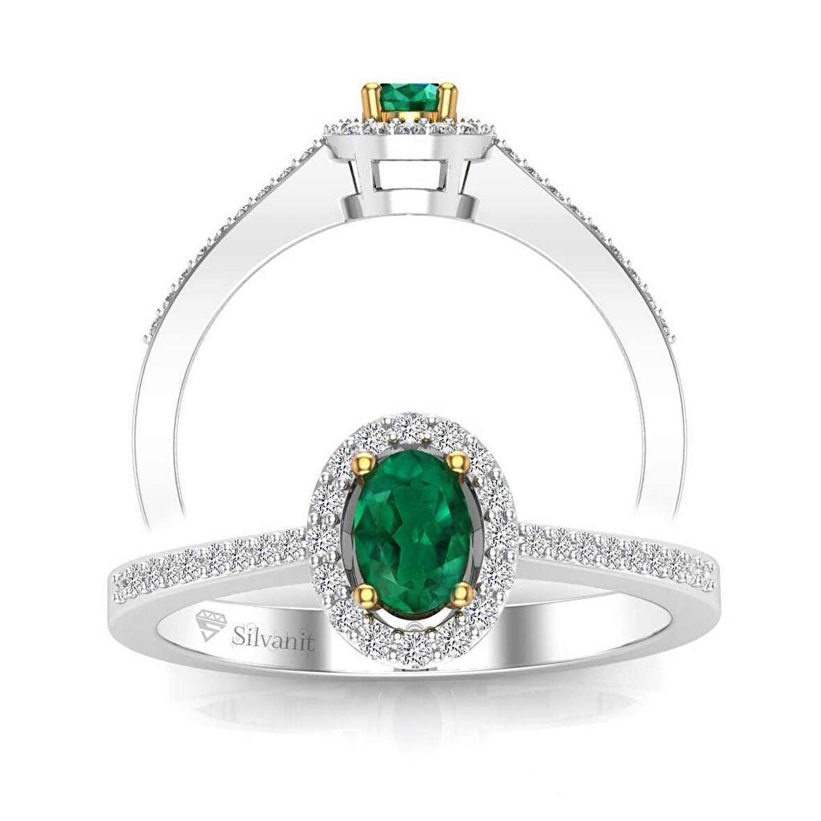 0,50 Karat Pırlantalı Zümrüt Yüzük