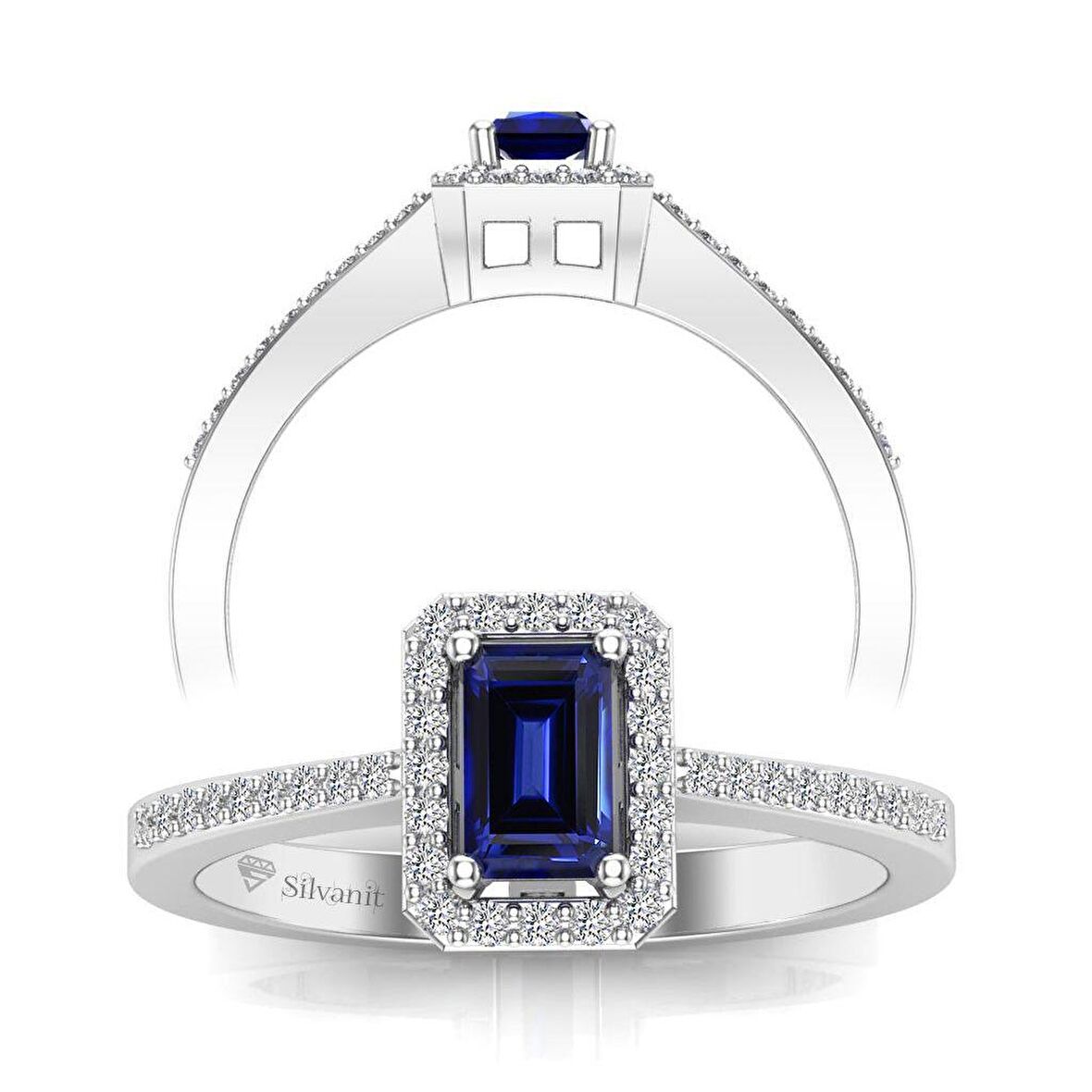 0,55 Karat Pırlantalı Safir Yüzük