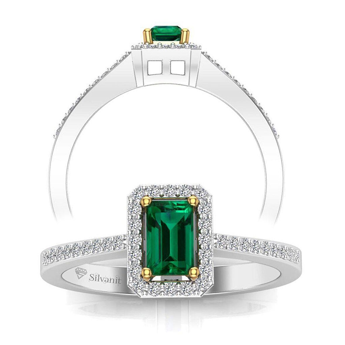 0,55 Karat Pırlantalı Zümrüt Yüzük