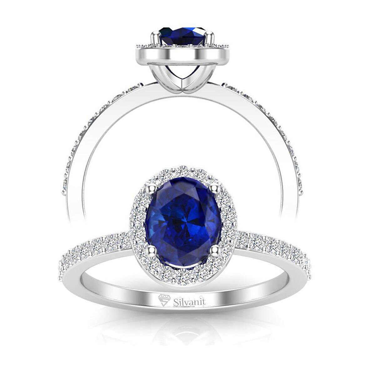 1.50 Karat Pırlantalı Safir Yüzük