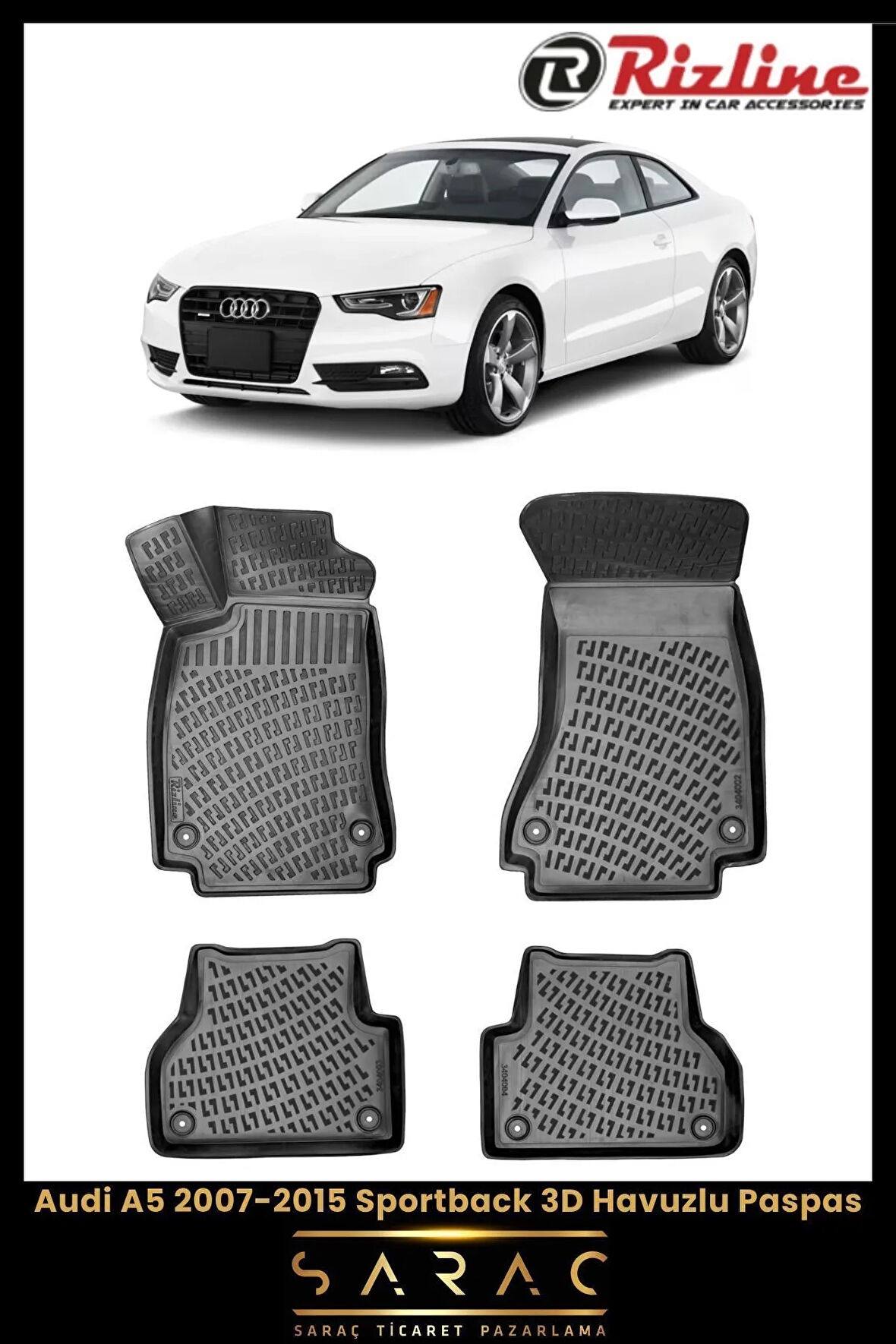 Rizline Audi A5 2014 Model 3D Havuzlu Paspas