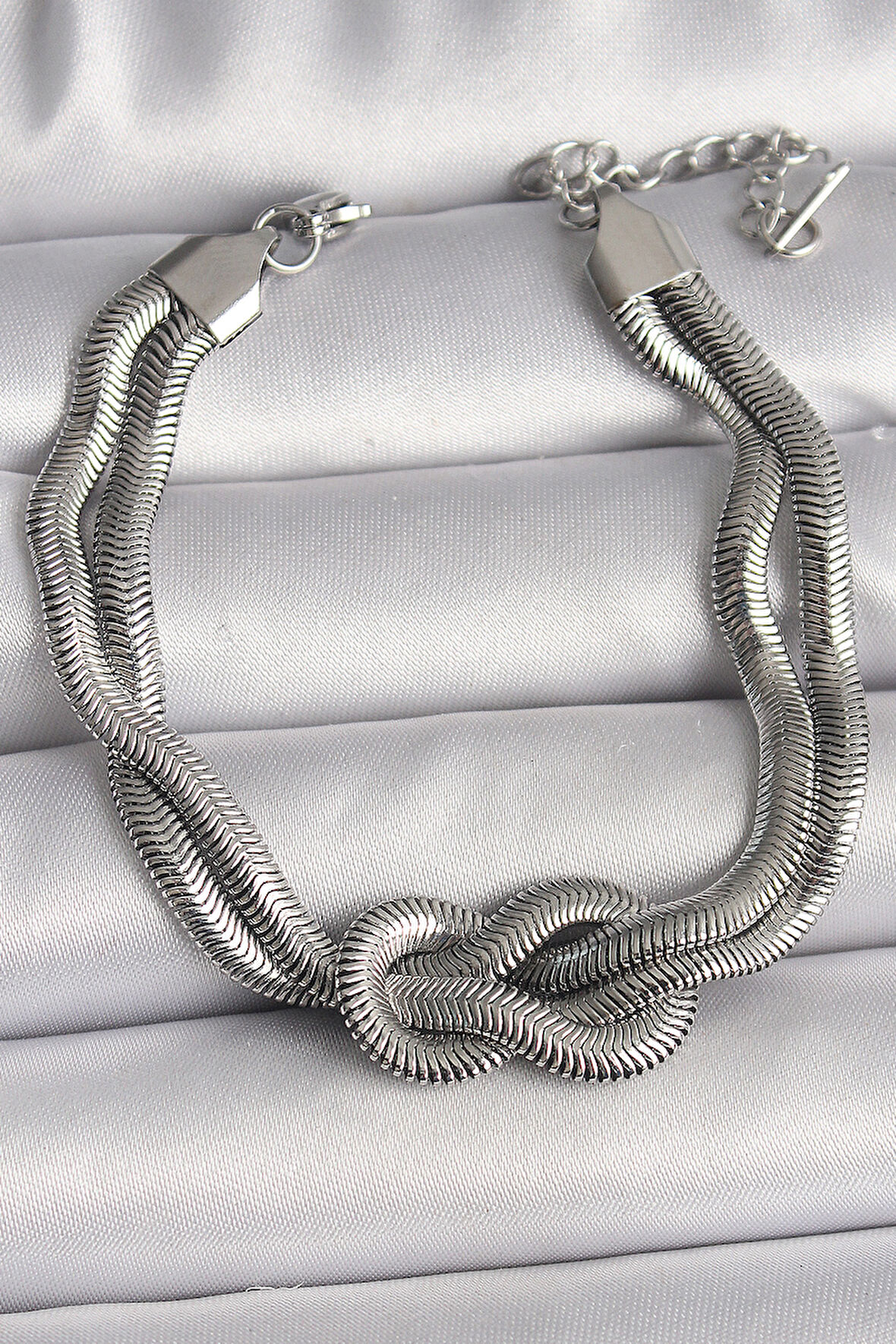 316L Çelik Gümüş Renk Düğüm Model Kadın Bileklik