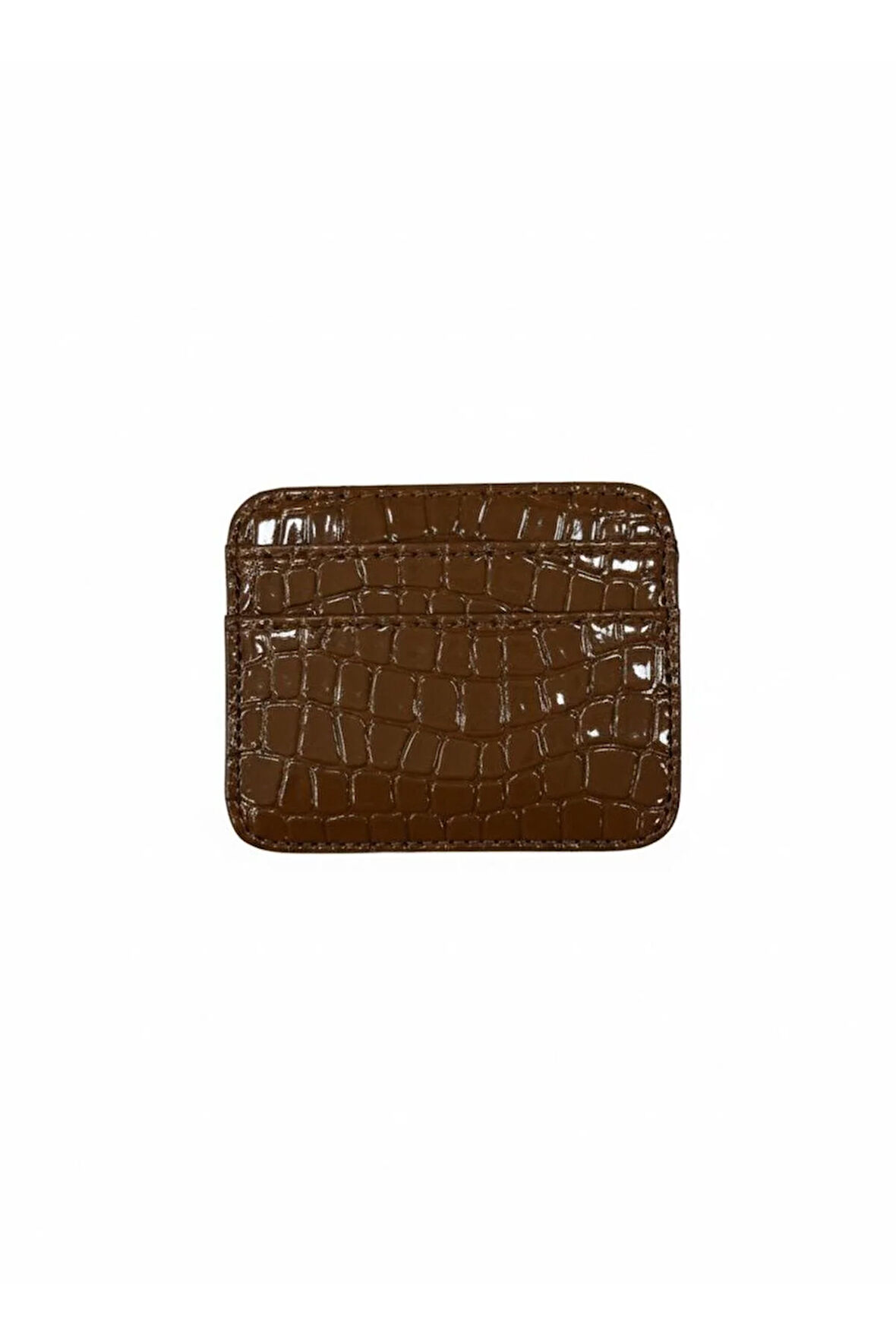 Croco Desen Parlak Suni Deri Çift Taraflı Kadın Kartlık (Kutulu Gönderim)