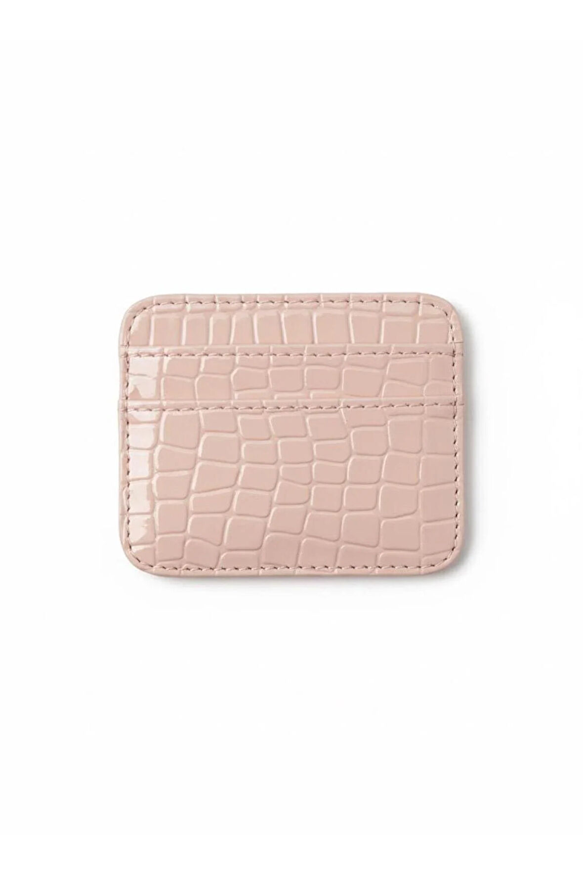 Croco Desen Parlak Suni Deri Çift Taraflı Kadın Kartlık (Kutulu Gönderim)