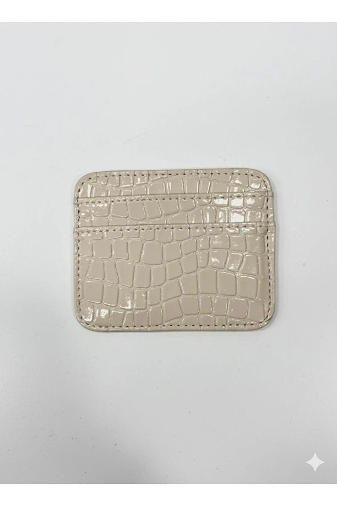Croco Desen Parlak Suni Deri Çift Taraflı Kadın Kartlık (Kutulu Gönderim)