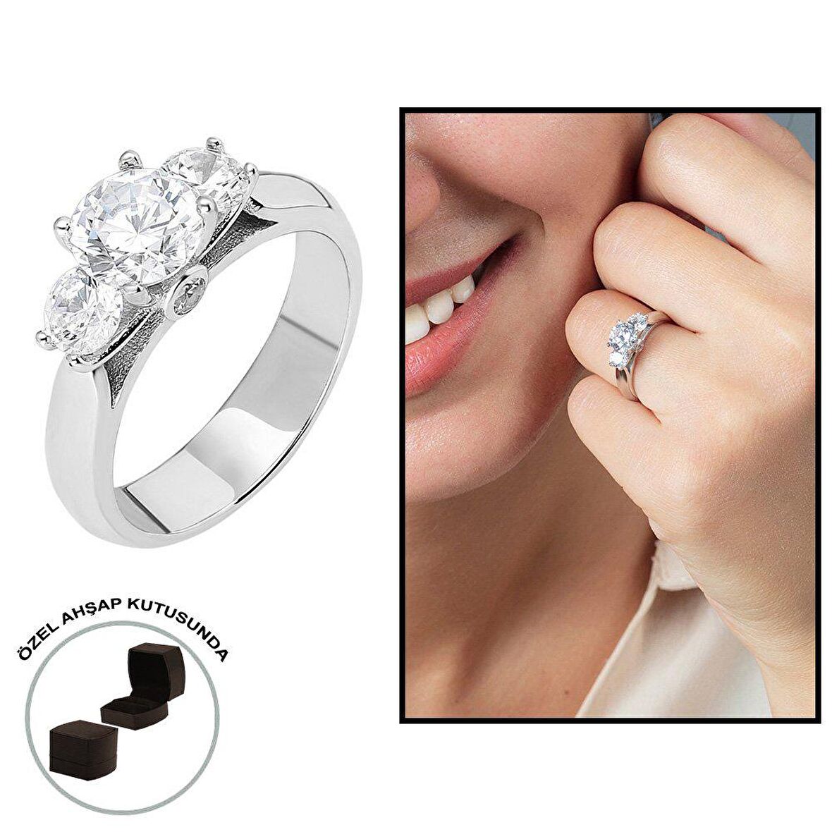 Starlight Diamond Pırlanta Montür 925 Ayar Gümüş Kadın Tria Yüzük