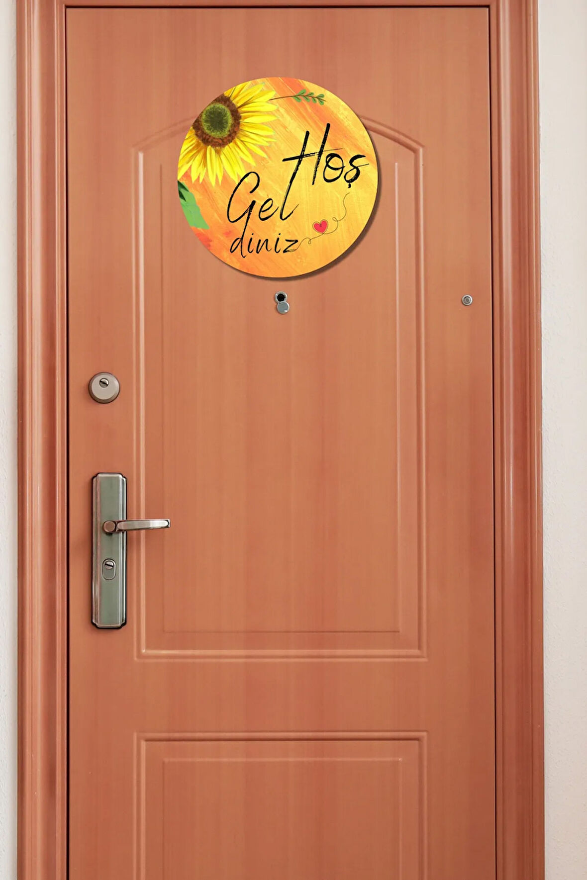 Ayçiçeği Temalı Dekoratif Ahşap Hoşgeldiniz Kapı Duvar Süsü