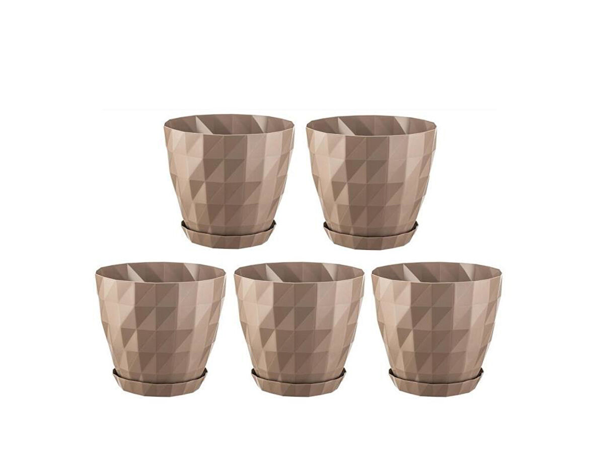 Omnipazar SO-KRT2 Dekoratif Kristal Saksı Takımı 1.15 lt Mocha 5 Adet