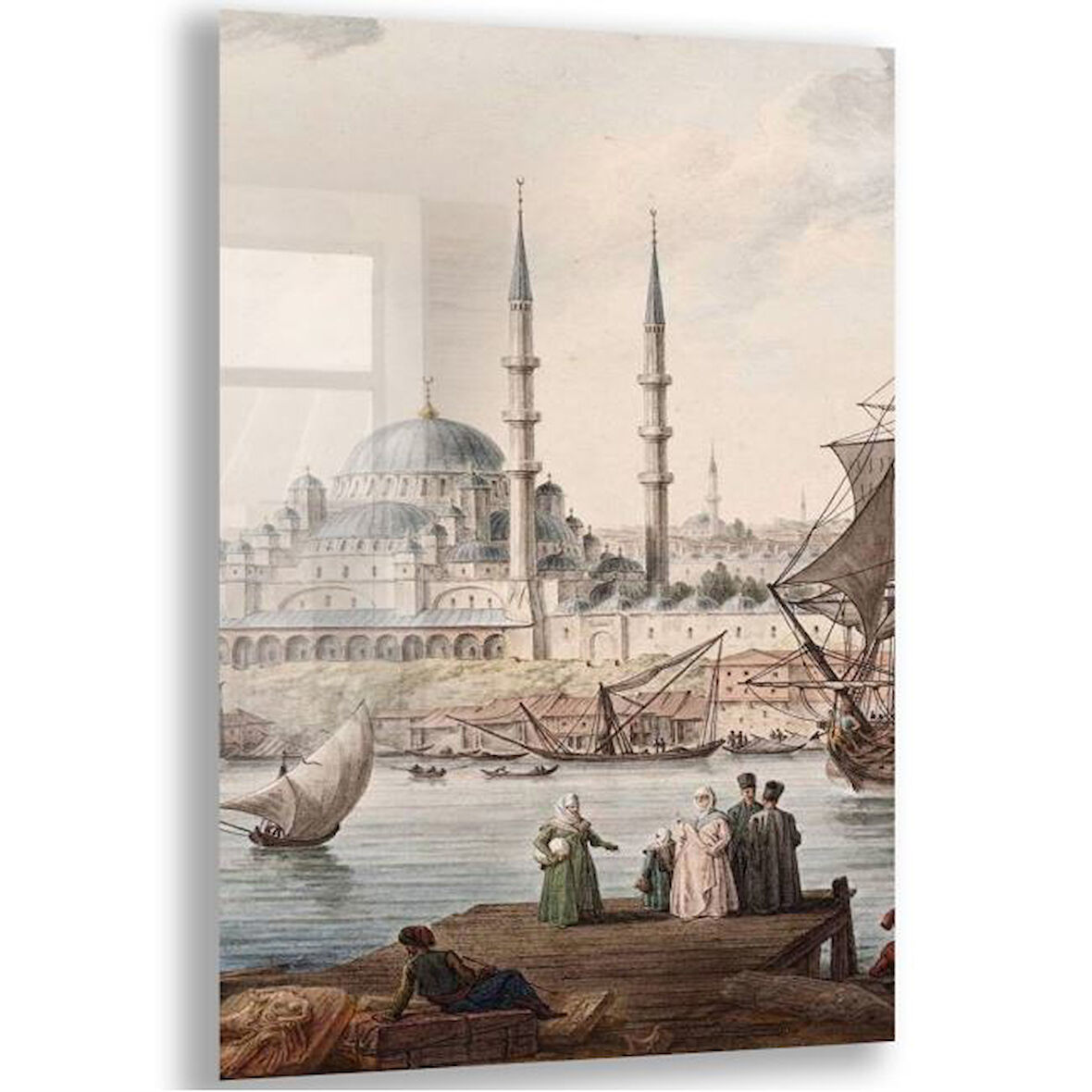 Klasik  Osmanlı Cam Tablo - Yatay Motif 02-014