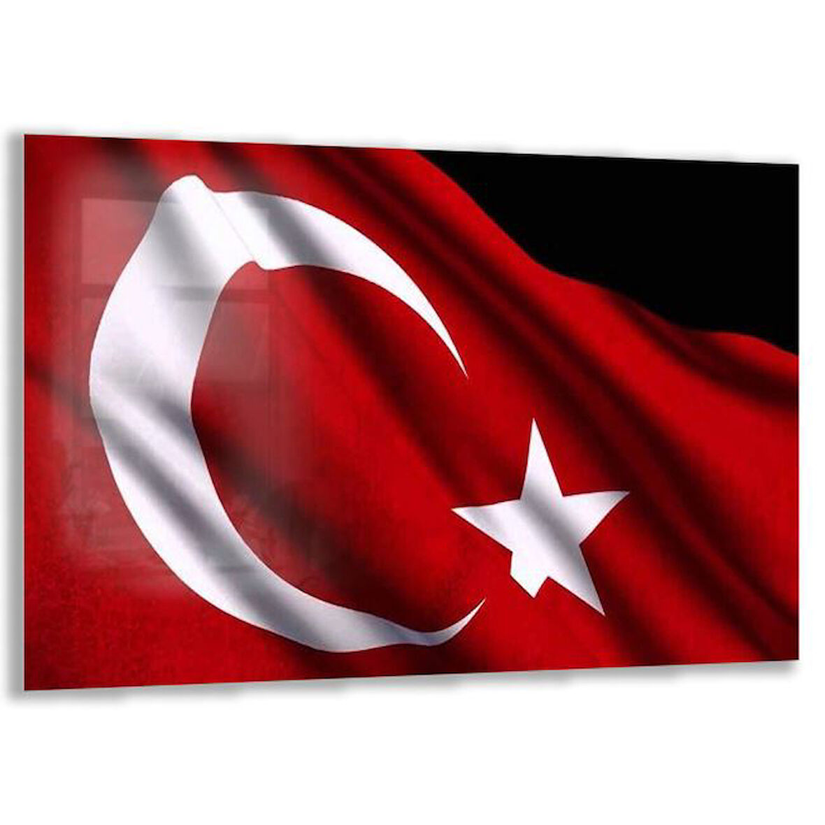 Türk Bayrağı Cam Tablo - Dikey Motif 01-004