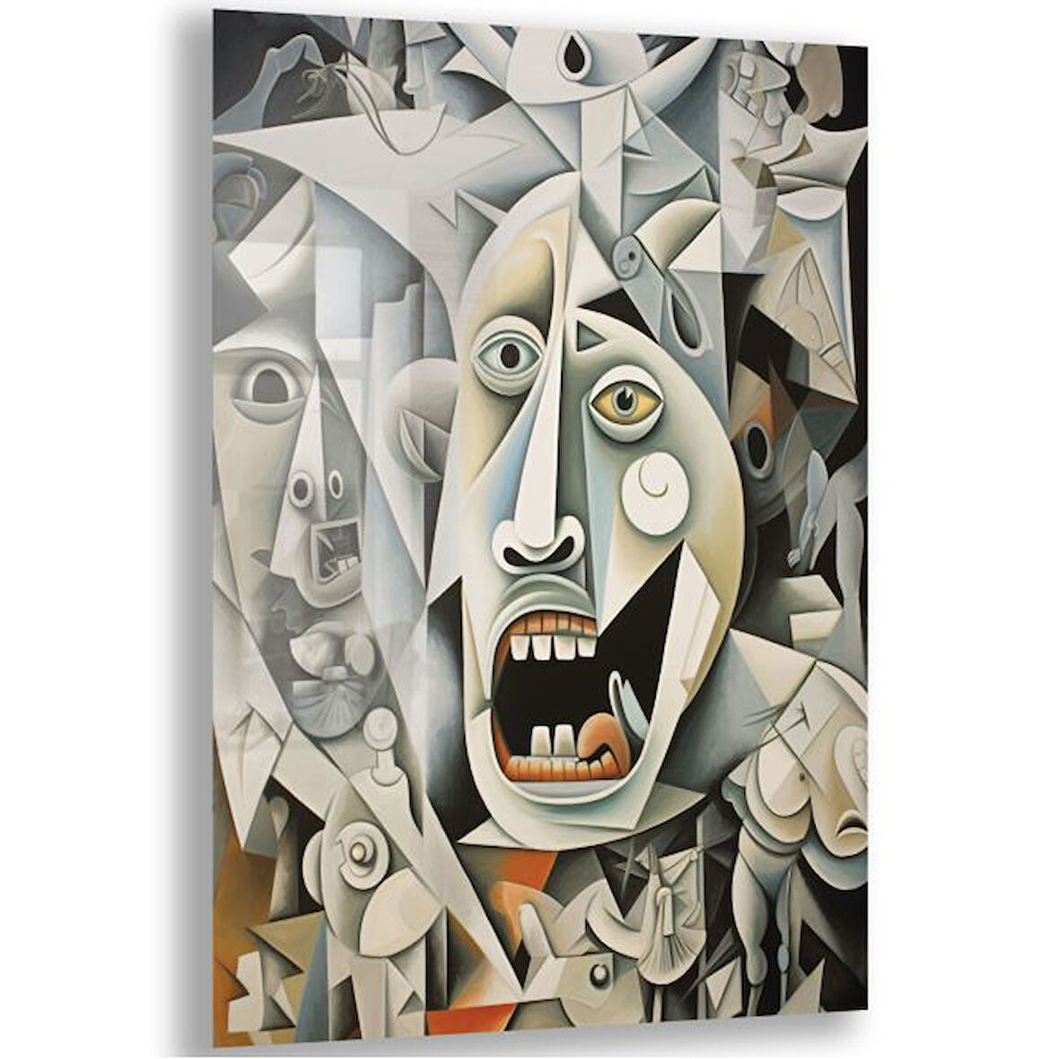 Sanatsal Cam Tablo - Kübizm - Dikey Motif 02-003
