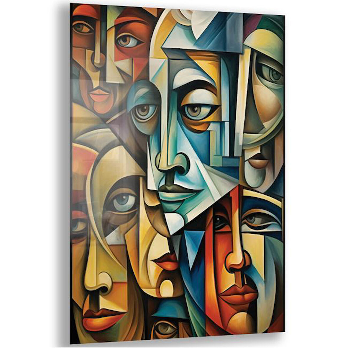 Sanatsal Cam Tablo - Kübizm - Dikey Motif 02-005